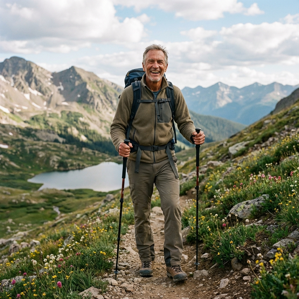 Older man hiking